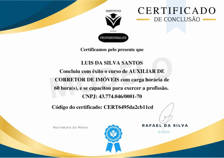 Curso de Auxiliar de Corretor de Imóveis
